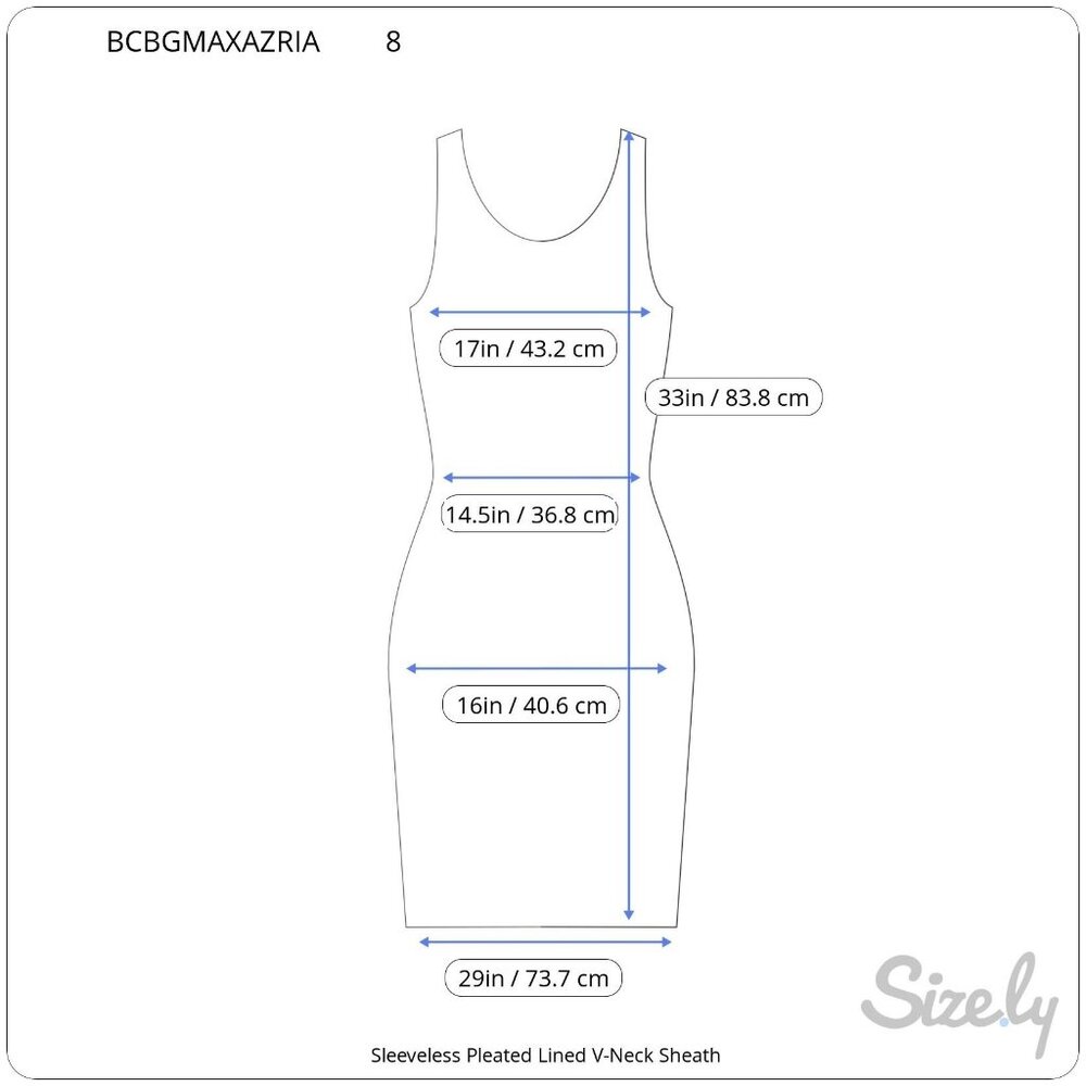 BCBGMAXAZARIA Sleeveless Pleated Lined V-Neck Ruffled Sheath Dress 8 - Picture 11 of 11